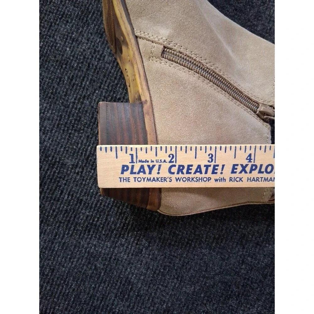Lucky Brand Tan Suede Ankle Booties Sz 12M Bohemian Chic Western Cowgirl